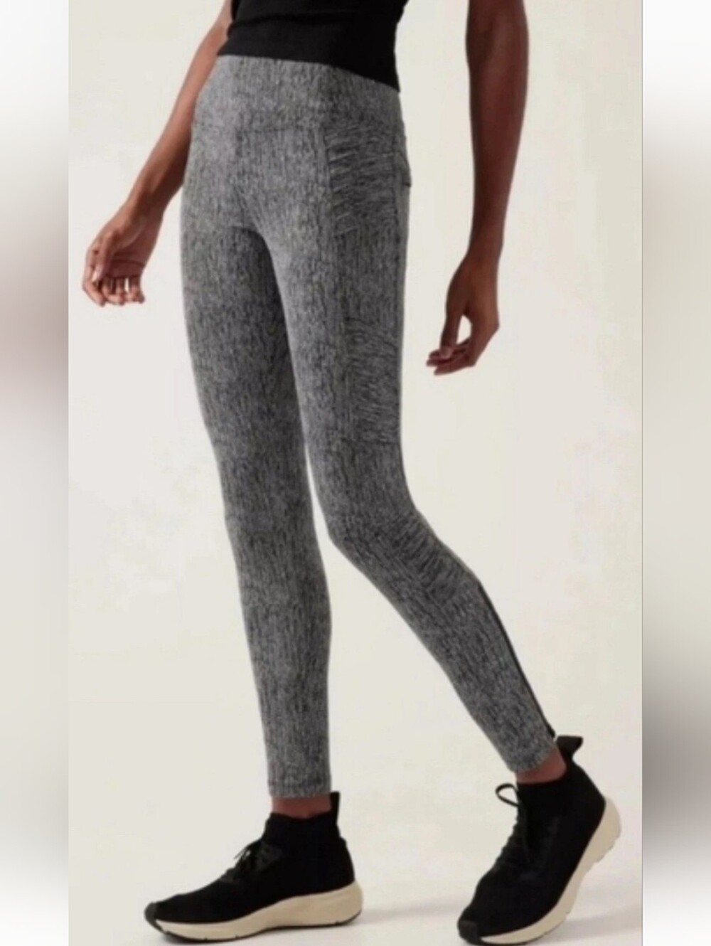 Athleta Delancey Textured Moto High-Rise Black& White Leggings